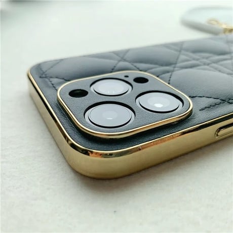 ゴールドエッジ キルティングiPhoneケース 2色展開