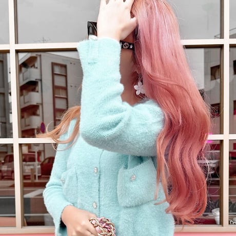 デザインボタン モヘアカーディガン 3色展開