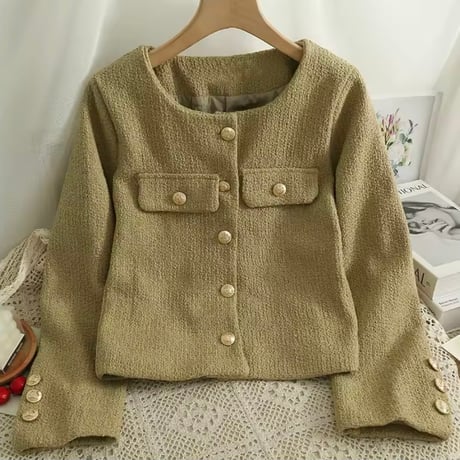 ゴールドボタンツイードジャケット 5色展開