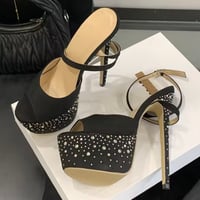 ストーンハイヒールサンダル 2色展開