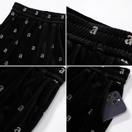 シルバーラメデザイン ベロアパンツ
