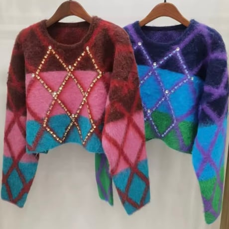 クロススパンコールニット 2色展開
