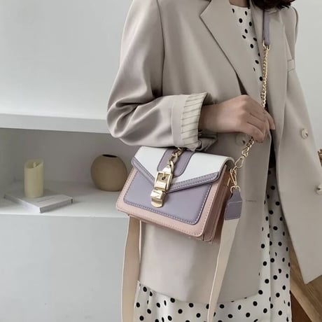 ゴールドチェーン クロスカラーバッグ 4色展開