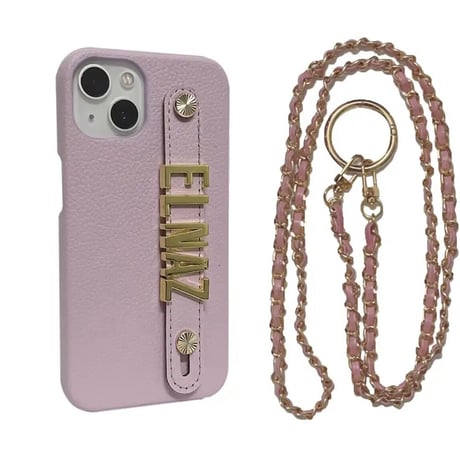 【カスタム名入れ】チェーン付き iPhoneケース 11色展開