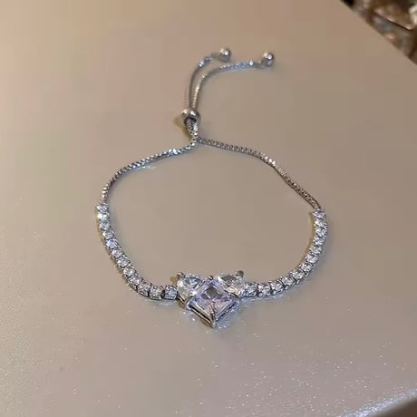 ラインストーンハートブレスレット 2色展開