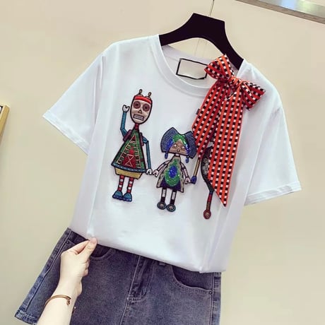 ビーズロボット スカーフリボンTシャツ 2色展開