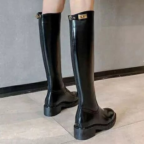 ゴールドモチーフジッパー ブーツ 3色展開