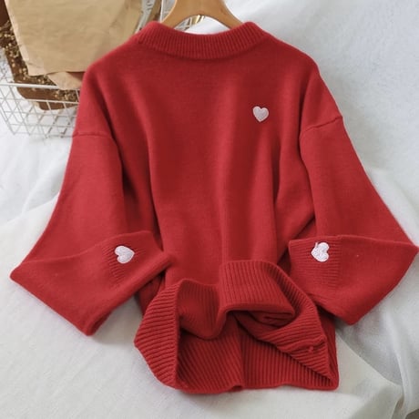 【進撃のノア様着用♡】【Red即納】ハートステッチニット 7色展開