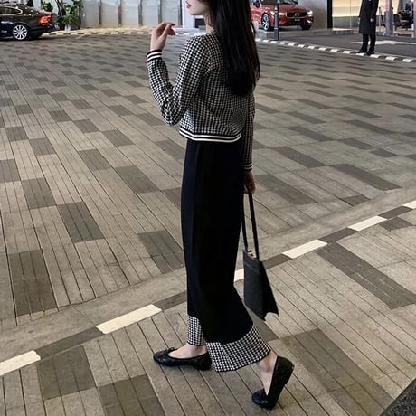 千鳥格子 ニットセットアップ 2色展開