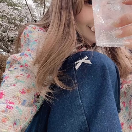 レースラインポイントリボンデニムパンツ