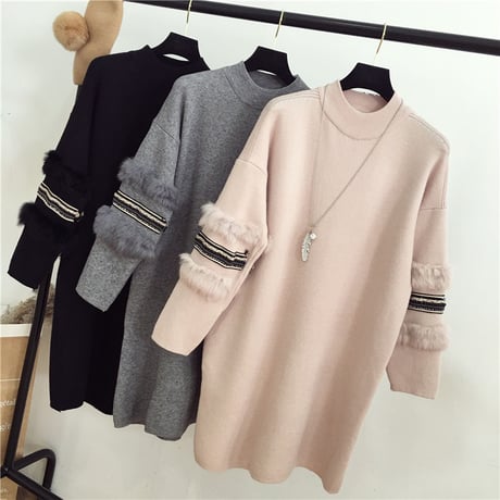 ボヘミアライン ニットワンピース 3色展開