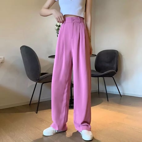 ワイドタック カラーハイウエストパンツ 3色展開