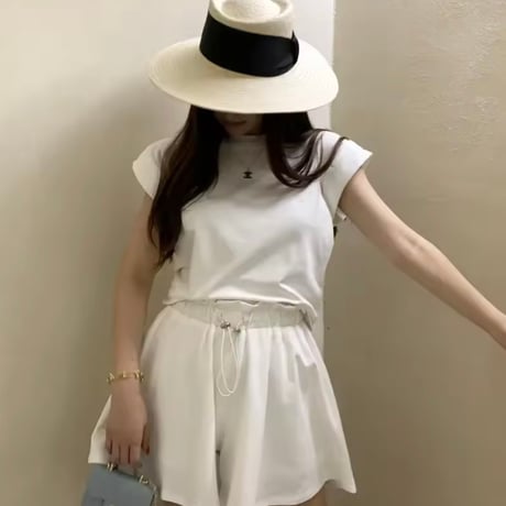 バックリボントップスパンツセット 2色展開