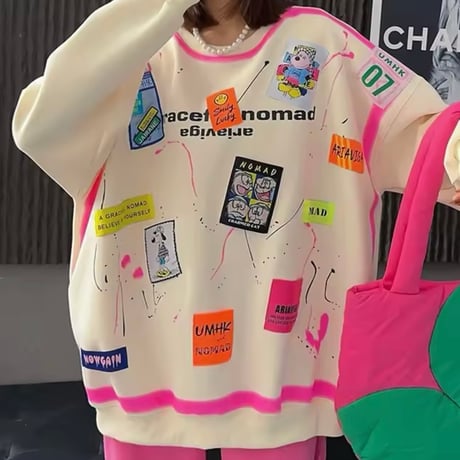 ラベルワッペンスウェットトップス 4色展開