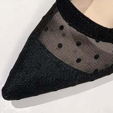 リボンストラップドットレース ミュール 2色展開