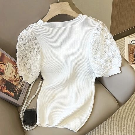ビスチェレース リブニットトップス 3色展開