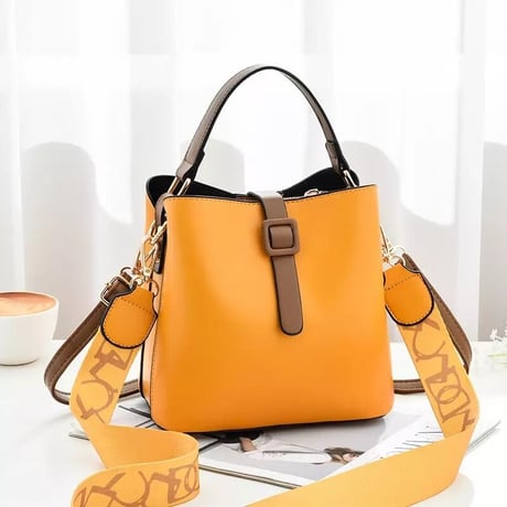 ショルダーロゴストラップ バケットバッグ 4色展開
