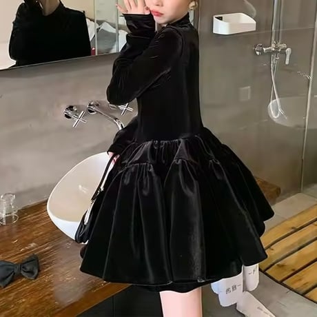 ベロアフレアワンピース