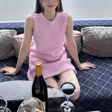 ピンクノースリーブ フレンチワンピース
