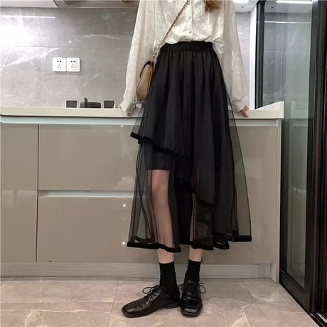 シースルー フリルスカート 2色展開