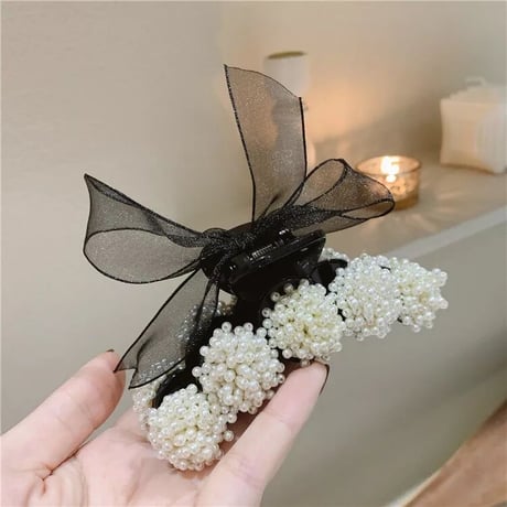 ブラックリボン パールクリップ 2種類展開
