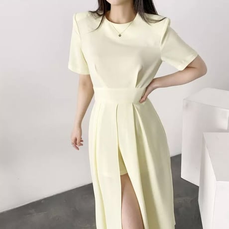 スリットパンツ ハイウエストワンピース 3色展開