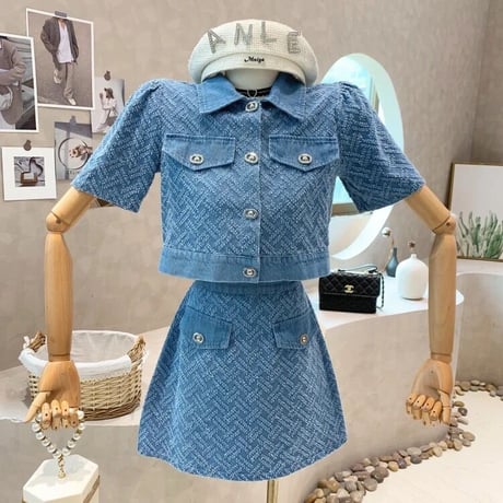 クロスステッチ デニムスカートセット 2色展開