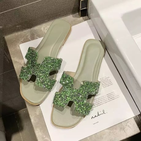 ビジューカラー フラットサンダル 8色展開