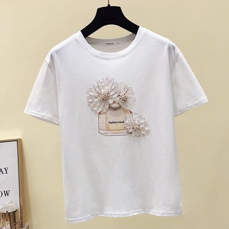 ビーズフラワー フレグランスTシャツ 3色展開