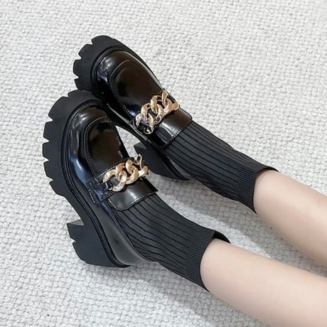 ゴールドバックルソックスブーツ