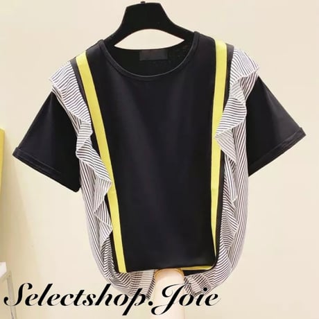 ストライプフリル イエローラインTシャツ