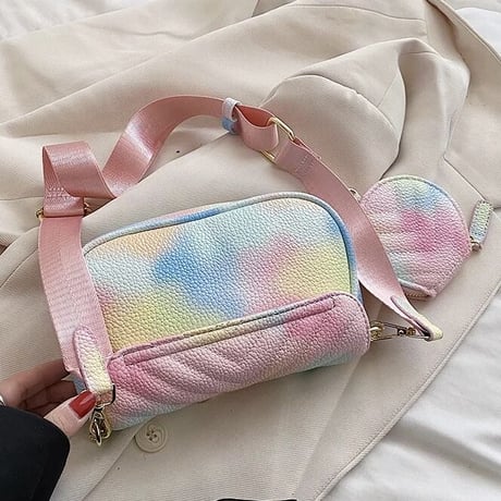 ミニポーチ付き チェーンレザーバッグ 5色展開