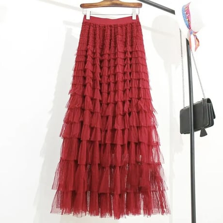 ロングチュールスカート 12色展開