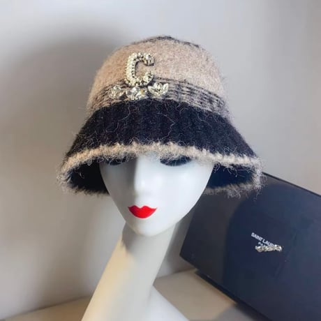 ビジューモチーフウールバケットハット 4色展開