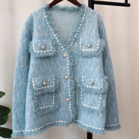 タッセルパール ステッチウールジャケット 2色展開