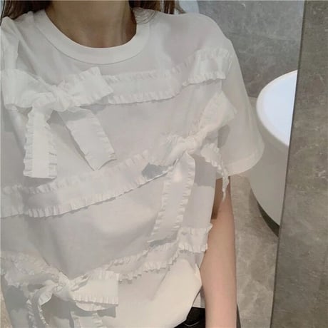 ホワイトリボン パッチワークTシャツ