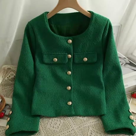 ゴールドボタンツイードジャケット 5色展開