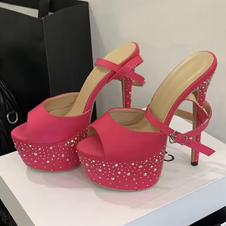 ストーンハイヒールサンダル 2色展開