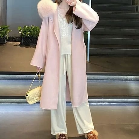 ウールファー ロングコート 3色展開