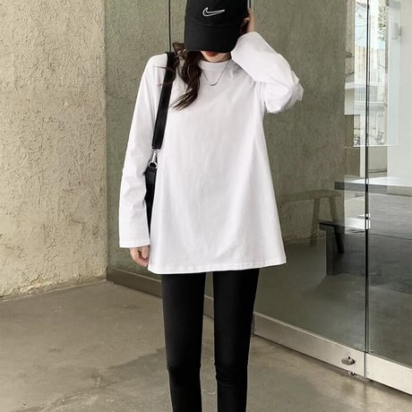 【重ね着にもオススメ】サイドスリット タグロングTシャツ 2色展開