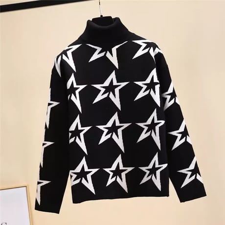 ハイネック スターニット 2色展開