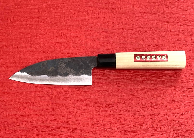 鉄黒打ちアジ切包丁/白鋼/刃渡り約11㎝ | 川﨑鍛冶屋