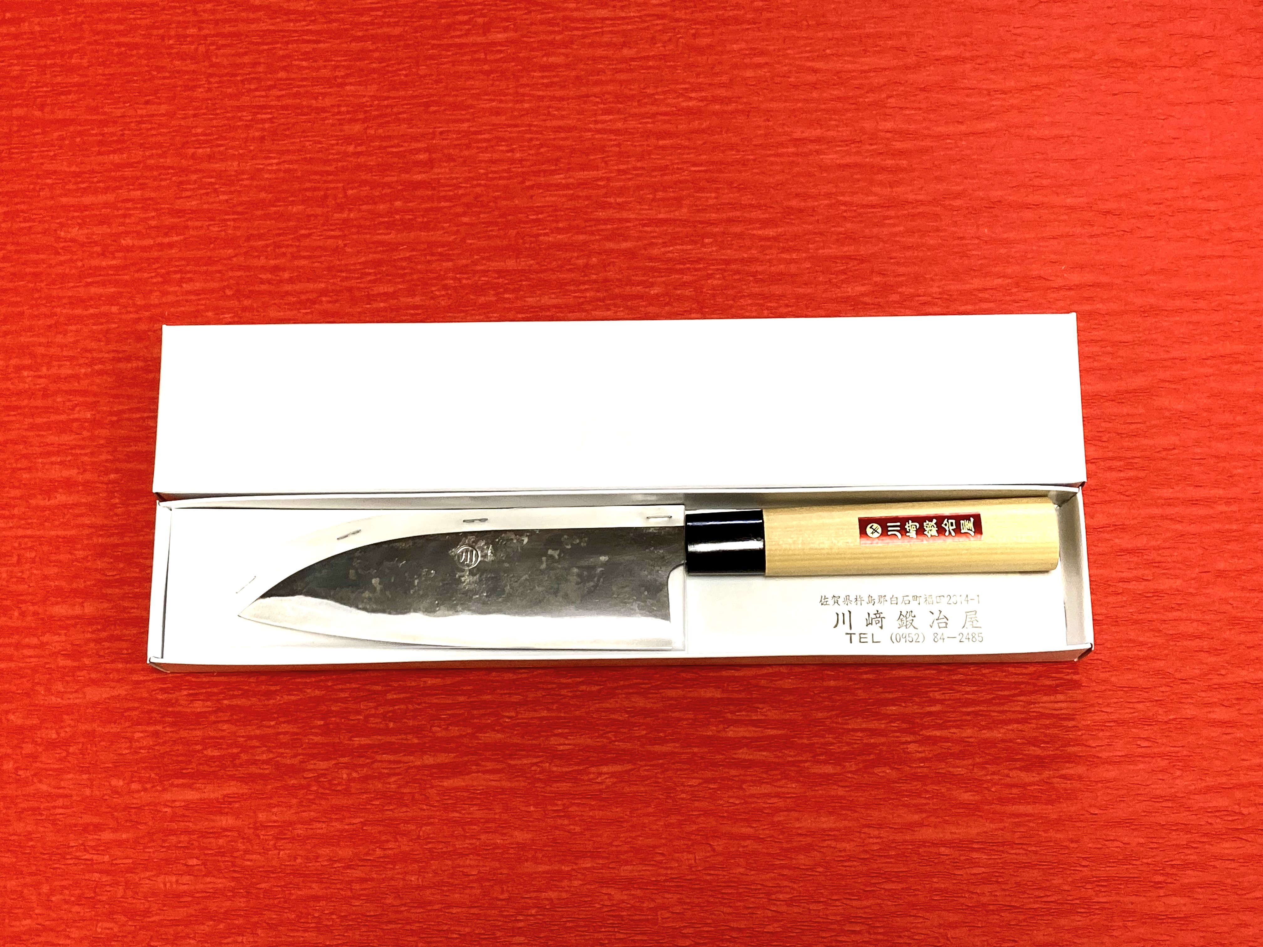 鉄黒打ち三徳包丁/白鋼/刃渡り約16㎝ | 川﨑鍛冶屋
