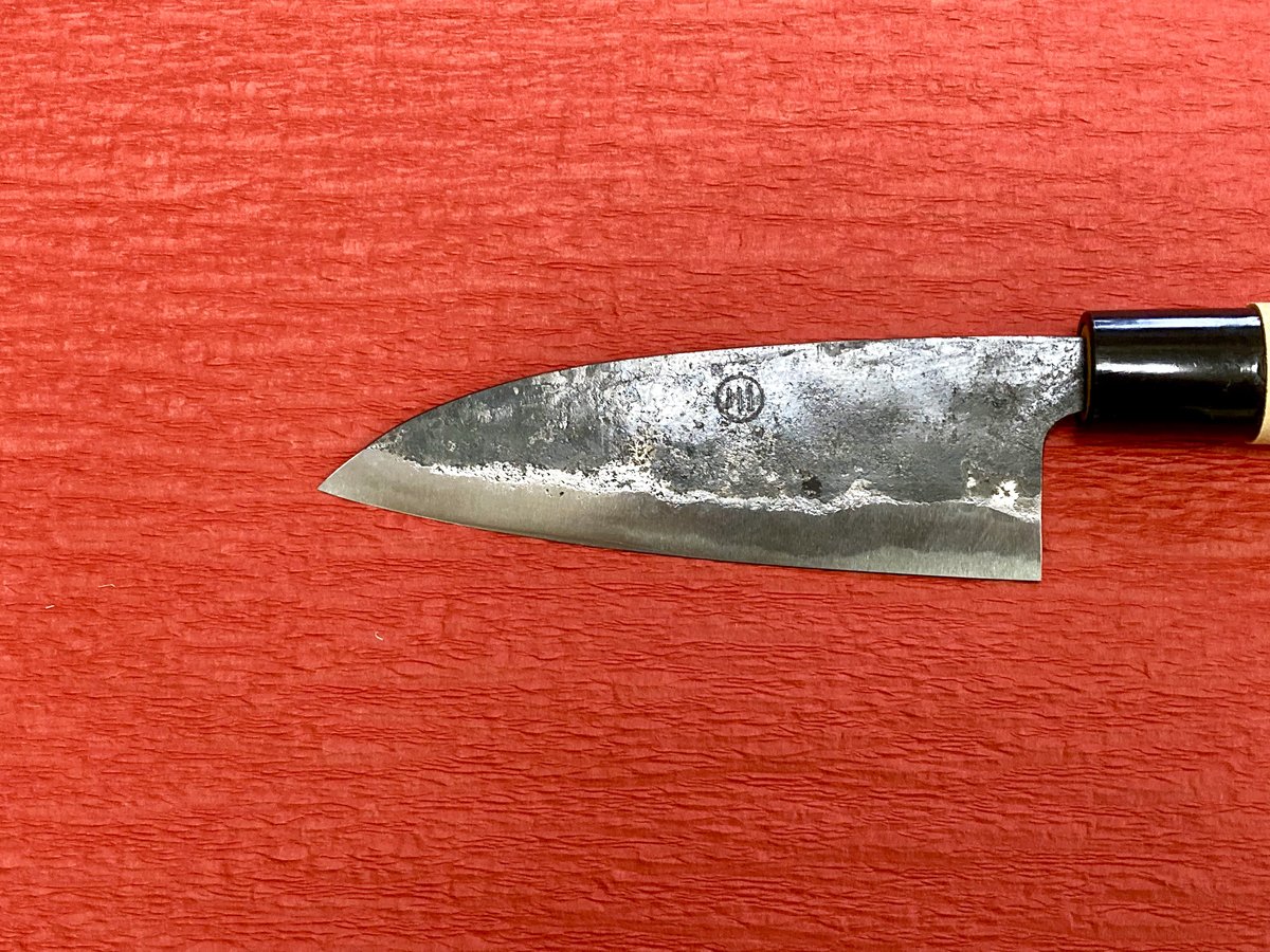 鉄黒打ち三徳包丁/白鋼/刃渡り約13.5㎝ | 川﨑鍛冶屋