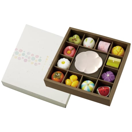 7831-035　カメヤマ㈱　和菓子型キャンドル・皿セット 【取り寄せ品の為　発送まで数日掛かります】