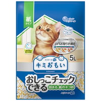 キミおもい おしっこチェックできる 固まる紙のネコ砂 5L