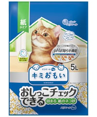 キミおもい おしっこチェックできる 固まる紙のネコ砂 5L