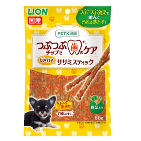 ペットキッス　つぶつぶチップで歯のケア　ササミスティック　野菜入り　60ｇ