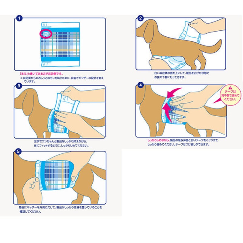 マナーウェア 男の子用 Lサイズ(中型犬用) 青チェック・紺