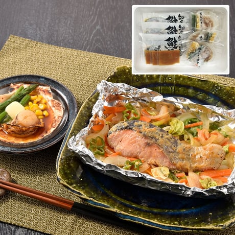 北海道 鮭のちゃんちゃん焼きと帆立バター焼きセット　秋鮭味噌漬切身3　味噌たれ3　帆立バター焼きセット3